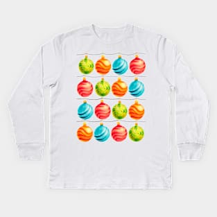 Season’s Greetings with lots of Christmas decorations Kids Long Sleeve T-Shirt